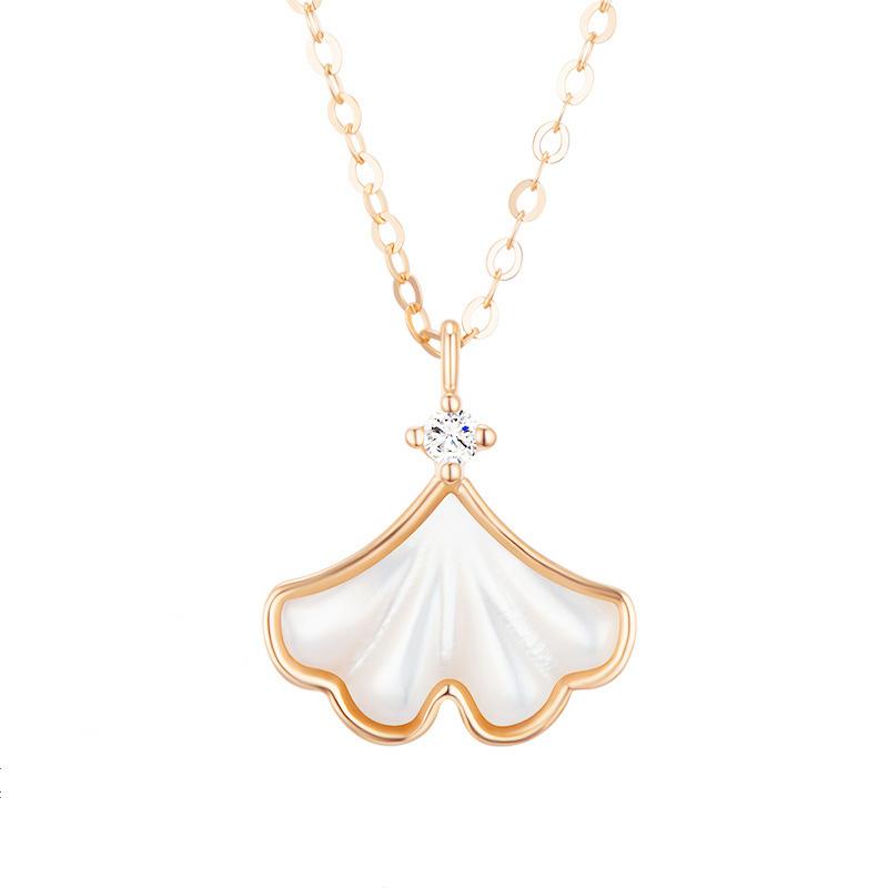 Apricot is good with you, ginkgo biloba inlaid with versatile collarbone chain, simple Korean style fritillary sterling silver s925 necklace for women