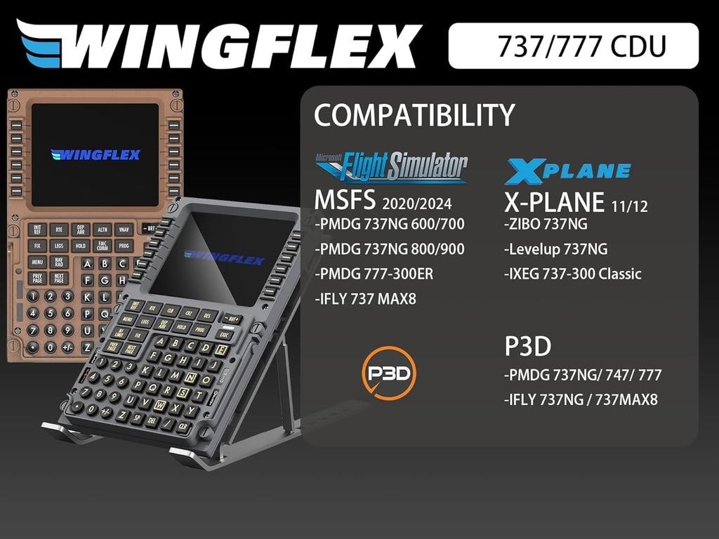 Wingflex B777 CDU Flight Simulator Controller with Realistic Aircraft Precision and PC Compatible Feel, Control, Plug-and-Play Design, (B777)