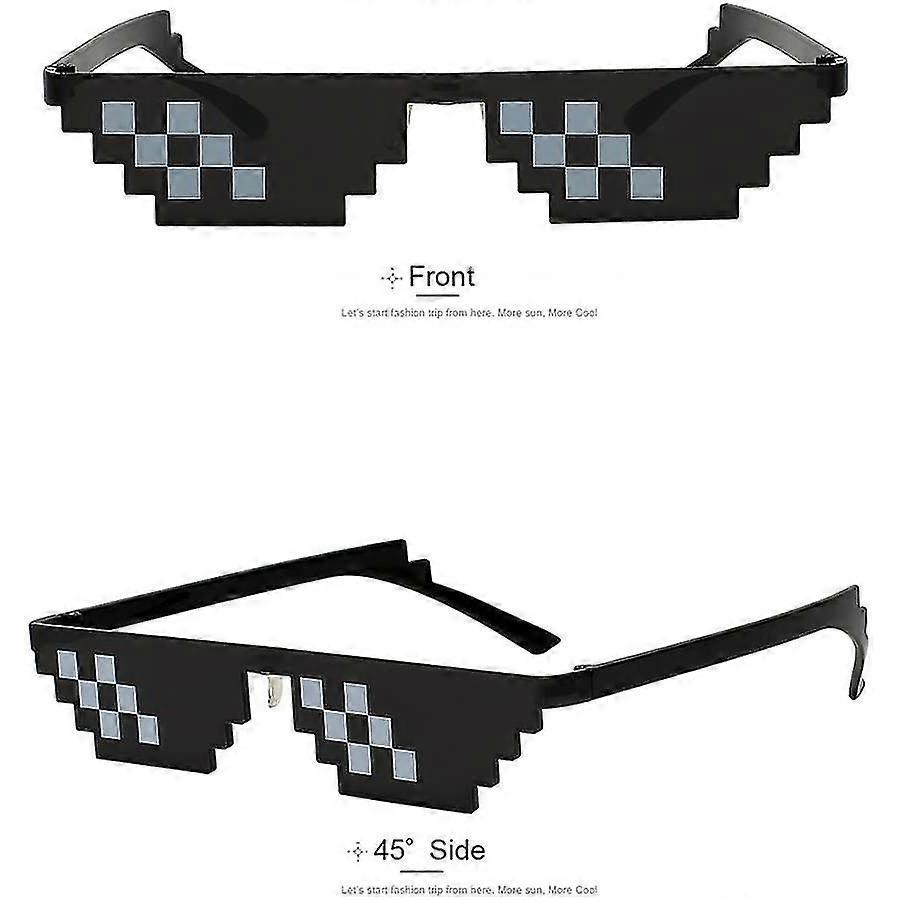 Mosaic Sunglasses 3pcs For Men And Women 8 Bit Pixel Mosaic Pattern Unisex Photo Props Black