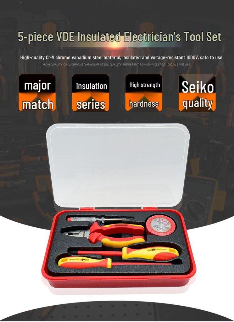 AIWEIBO 1000V Insulated Electrician Tool Set: Needle Nose Pliers, Diagonal Cutting Pliers, Screwdriver.