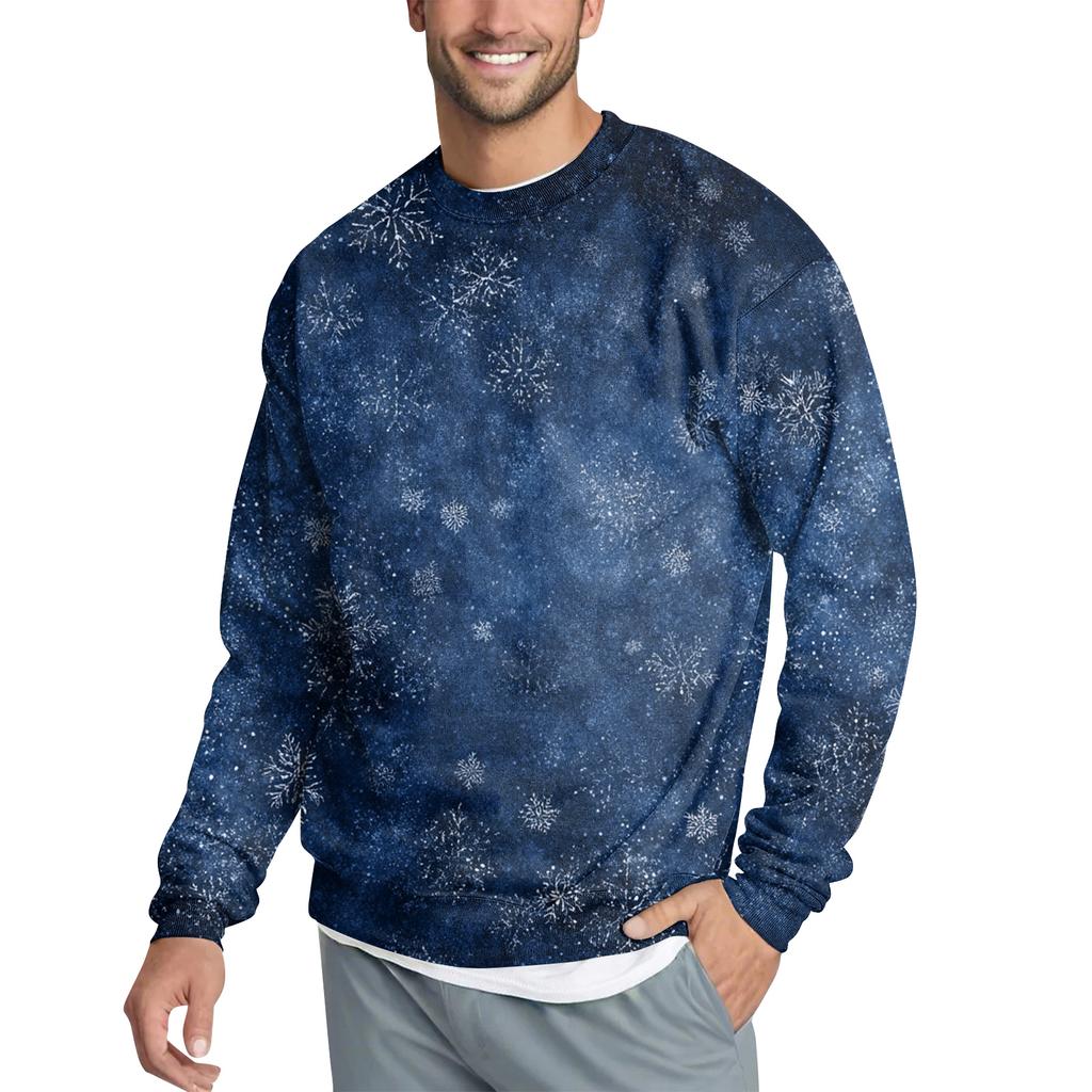 Men's Casual Fashion Printed Round Neck Pullover Sweatshirt