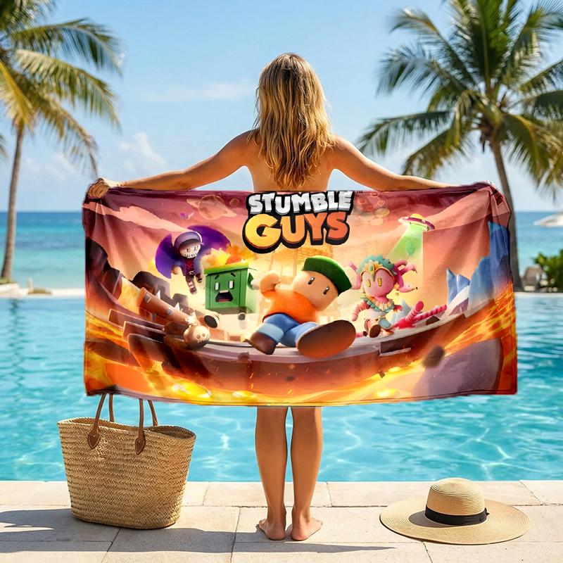 Stumble Guys Fashion Beach Towel: Ideal for Summer Adventures Soft, absorbent and quick drying suitable for swimming and bathing