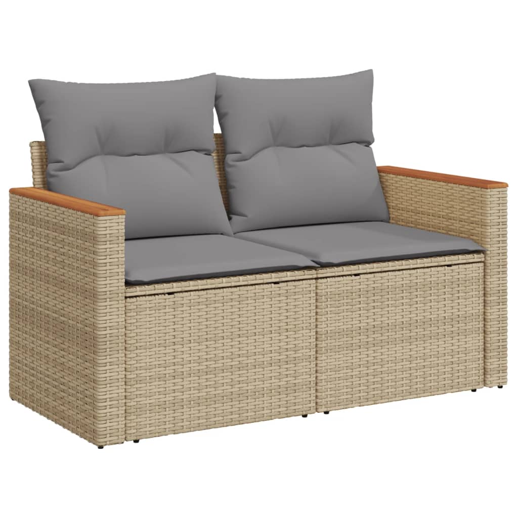 6 Piece Garden Sofa Set with Cushions Beige Poly Rattan