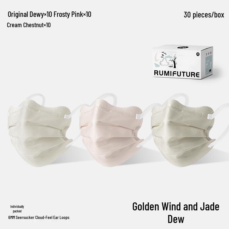 Butterfly-Shaped Golden Wind & Jade Dew Adult Disposable Mask, 3-Layer Protection, Spring/Summer 2025