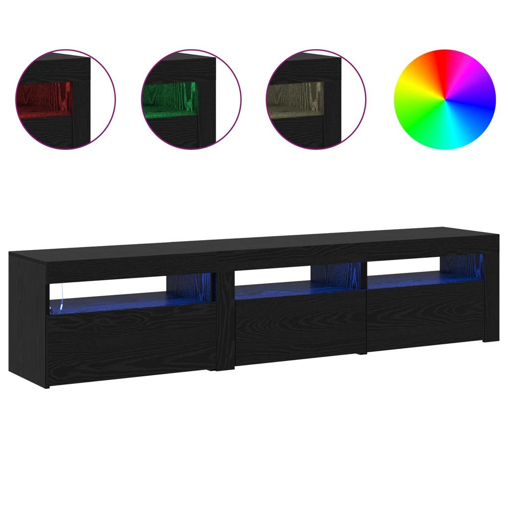 TV Cabinet Set of 2 Black Oak Effect 180 x 35 x 40 cm