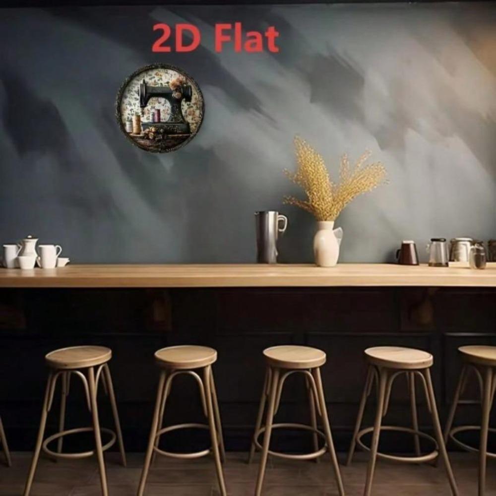 Vintage Sewing Machine Metal Wall Art Sign 8 Inch Round Home Decor Gift