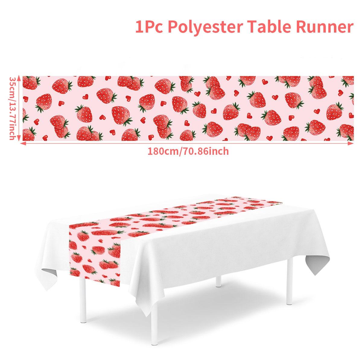 

Strawberry Theme Birthday Table Runner Banner Birthday Party Decoration Baby Shower Girl Strawberry Party Supplies