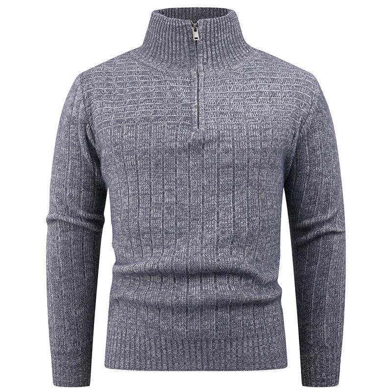 Sweater Men's Autumn and Winter New Style Men's Fashion Trend Semi-zipper Sweater Men's Knitted Sweater