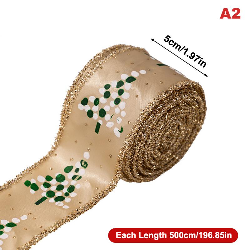 5M Christmas Ribbon Diy Christmas Tree Decoration Wreath Decoration Christmas Tree Snowflakes Snowman Pattern Xmas Holiday Decor