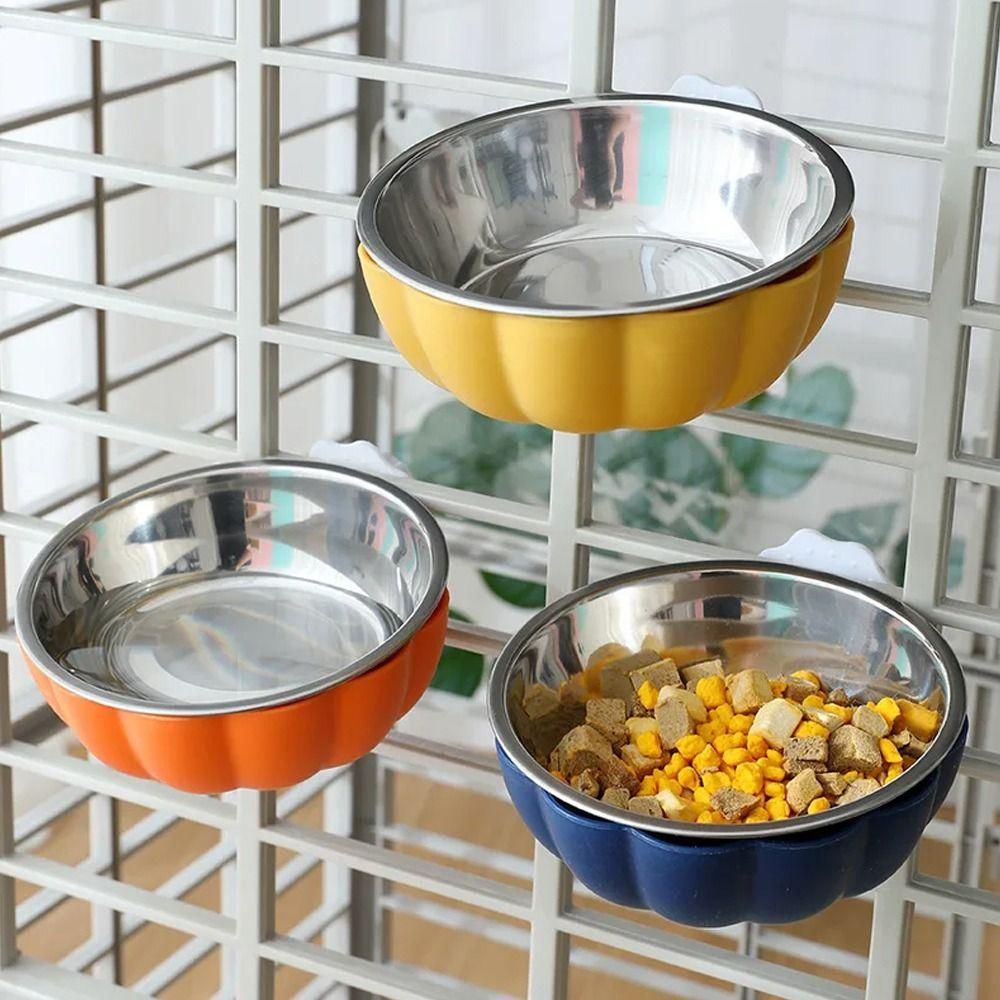 Stainless Steel Pet Cage Bowl Hanging Design Pet Feeding Bowl Pet Food Dispenser Bowls Water