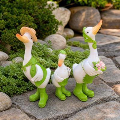 Gartenveranda Gänsefiguren Lustige Enten Bauernhof Zaun Dekor Harz