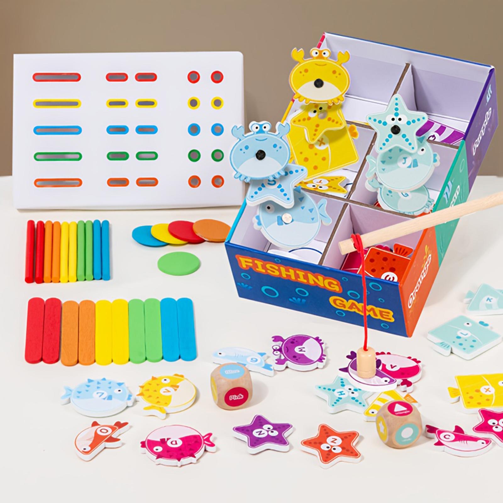 

Wooden Magnetic Fishing Game Gift For Toddlers Kids Educational Toy With Letter And Number One Size