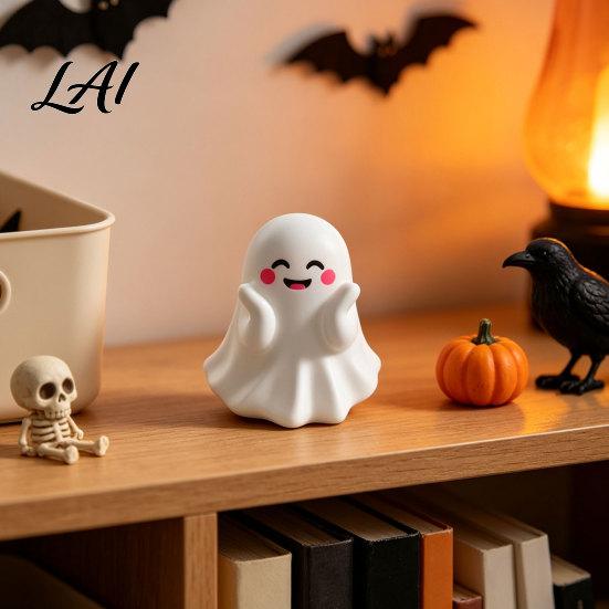 Cute Ghost Pen Holder Halloween Holder Mini Figurine Desk Decor Funny Decor Pencil Stand Ornament Creative Office Organizer Gift for Friends