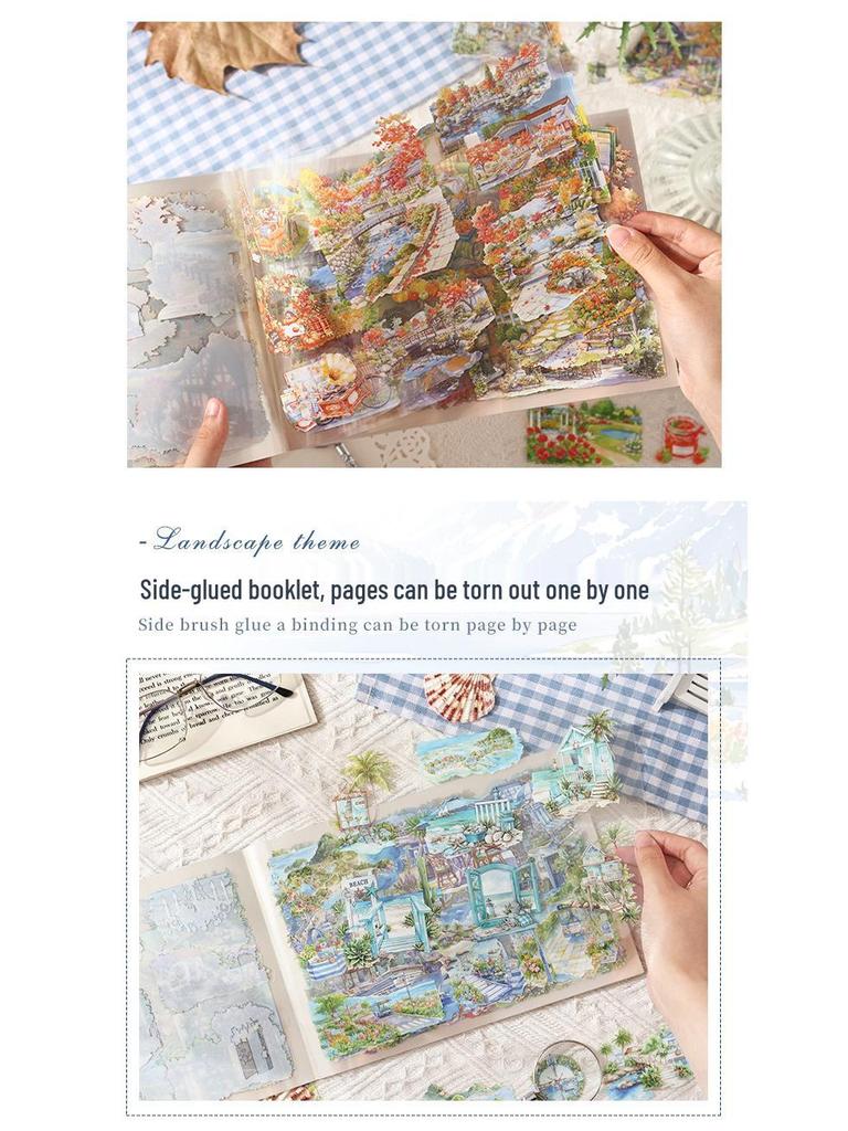 ZABC Four Seasons Landscape Sticker Book: Large, DIY Decoration with 4 Scenery Types