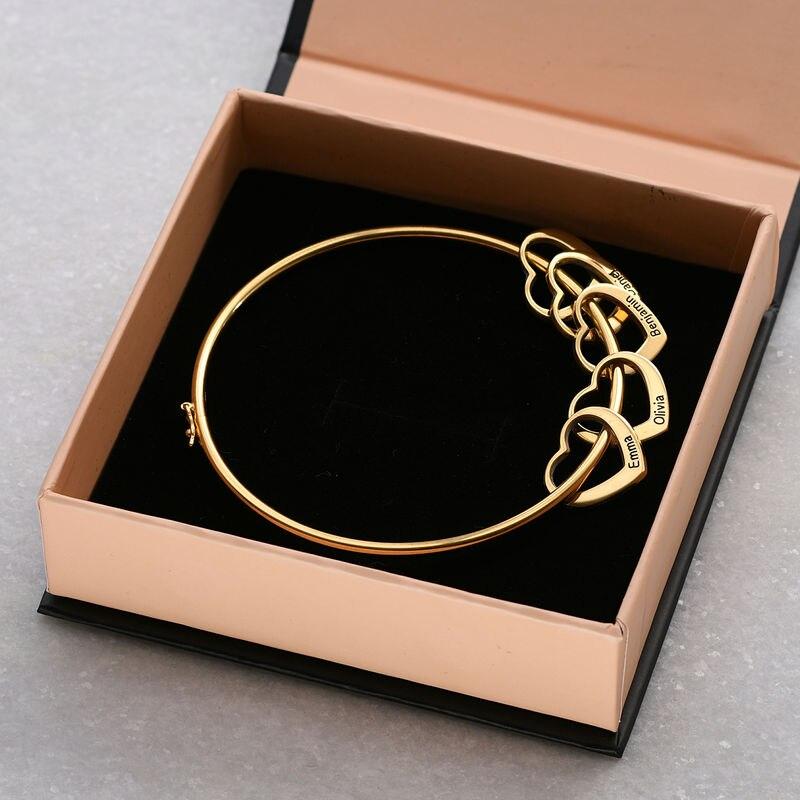 Custom Name Bangles Personalized Wrist Bracelet Gold Tone Stainless Steel Bracelets Nameplate Women Family Names Customized JewelryTrendy Wrist