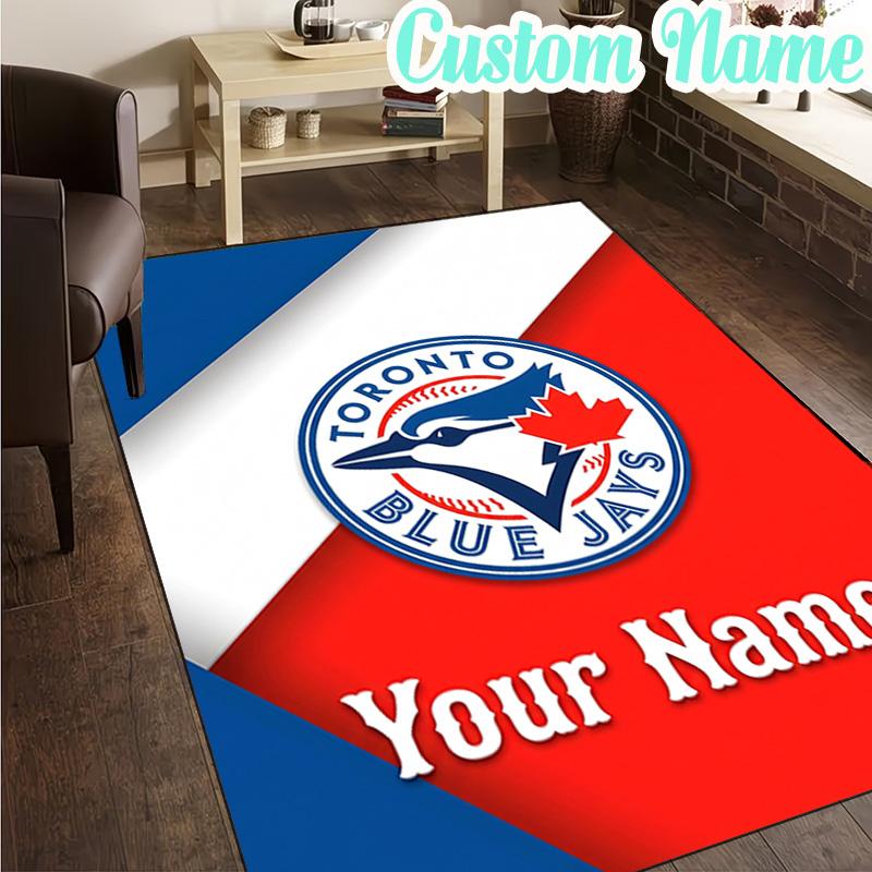 Custom Name Blue Jays Baseball Season Rug, Office Rug, Chair Rug, Carpet for Living Rooms, Doormat Game Rug Home Decor Christmas Gifts