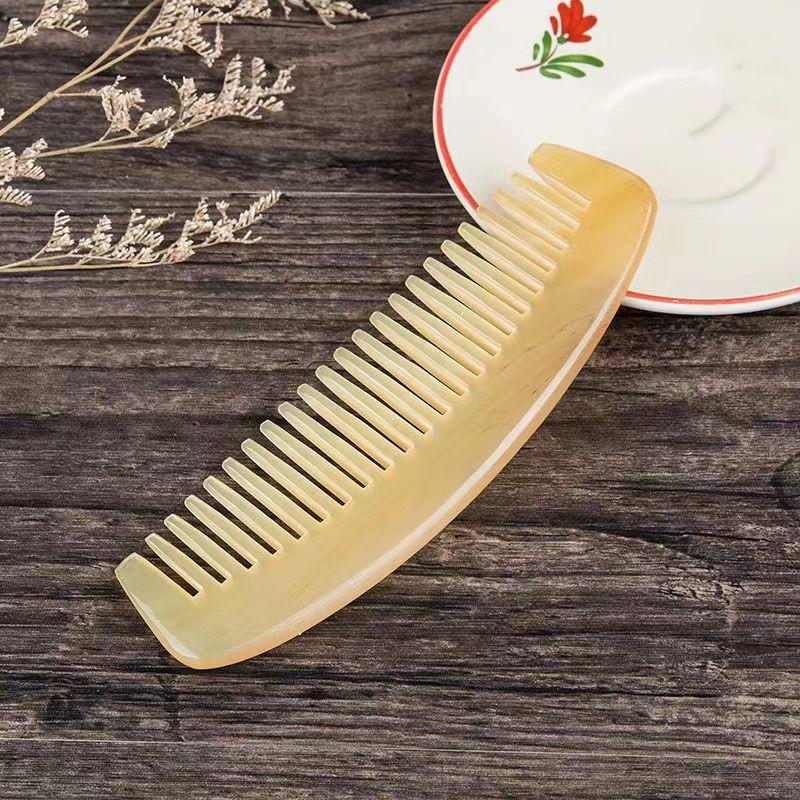 Ox Horn Meridian Hair Combs: Portable Wide & Small Comb Set