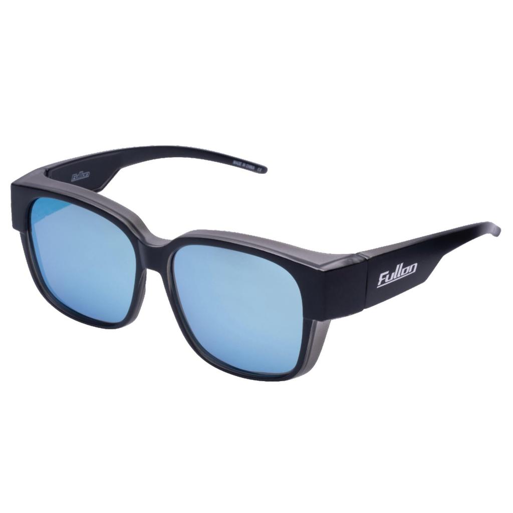 Flon Polarized Sunglasses FBL Matte Matte Gray and Blue Mirror 079-3 (Overglasses) Black, Clear,