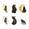Captivating Moon Cat Design Pin Unique Alloy Brooch With Enamel Finish For Style Creative