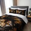 3pcs Fierce Lion King Bedding Duvet Cover Set Abstract Lion Bedding Quilt Set Wild Animal Themed Bed Set Luxury Bedroom Decor