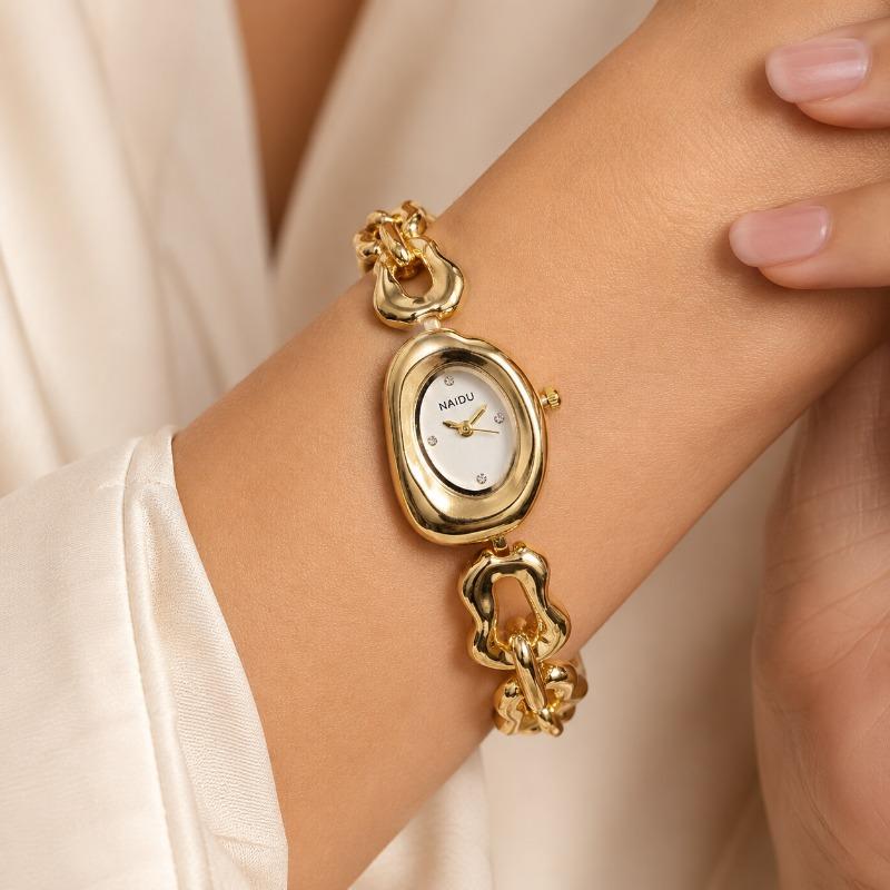 Vintage Irregular Bracelet Watches for Woman Fashion Elegant Cheese Shape Ladies Watch Luxury Women Quartz Watch Zegarek Damski