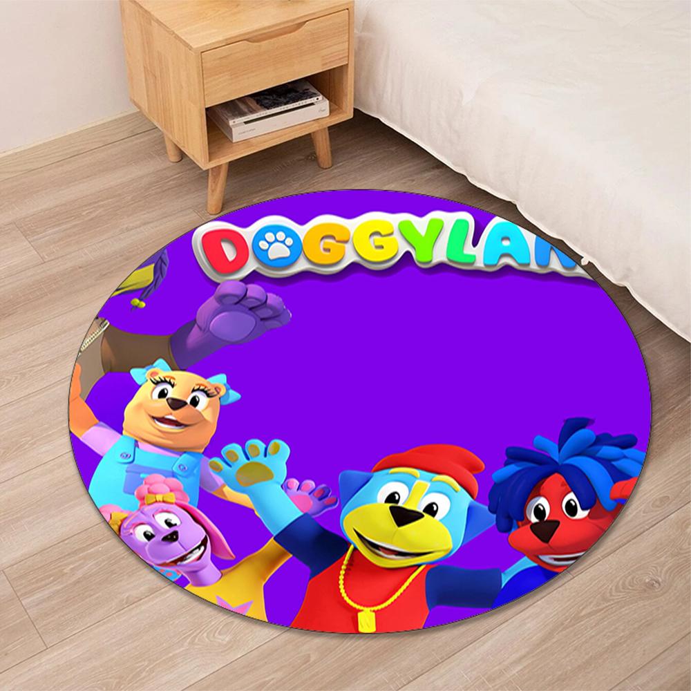 Doggyland Bedruckter Runder Teppich Teppich Stuhlteppich Bereichsteppich Eingang Fußmatten, für Bürostuhl Wohnzimmer Schlafzimmer Küchenraum.