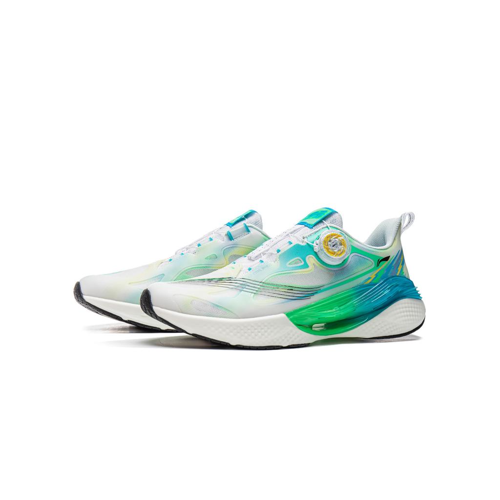 Li Ning Kids Cloud Running Shoes Fashionable Versatile Shock Absorbing Breathable Support Low Top Kids Sneaker White Green YKFV124-3