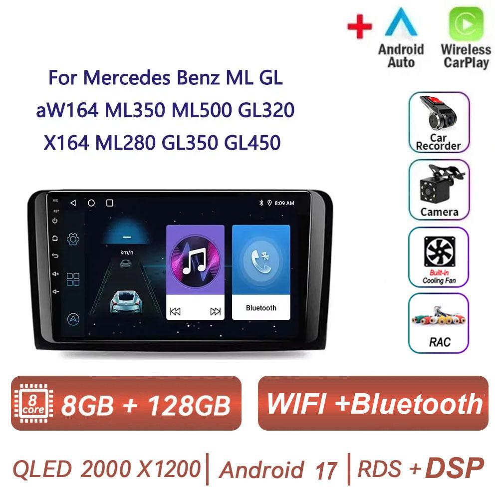 Autoradio Android 17 pour Mercedes Benz ML GL aW164 ML350 ML500 GL320 X164 ML280 GL350 GL450 4G BT CarPlay sans fil