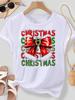 (Asian Size) Merry Christmas New Year Women's Top T Tee Festival O-neck Plaid Tree Style Clothing Print Fashion Ladies Graphic T-shirts