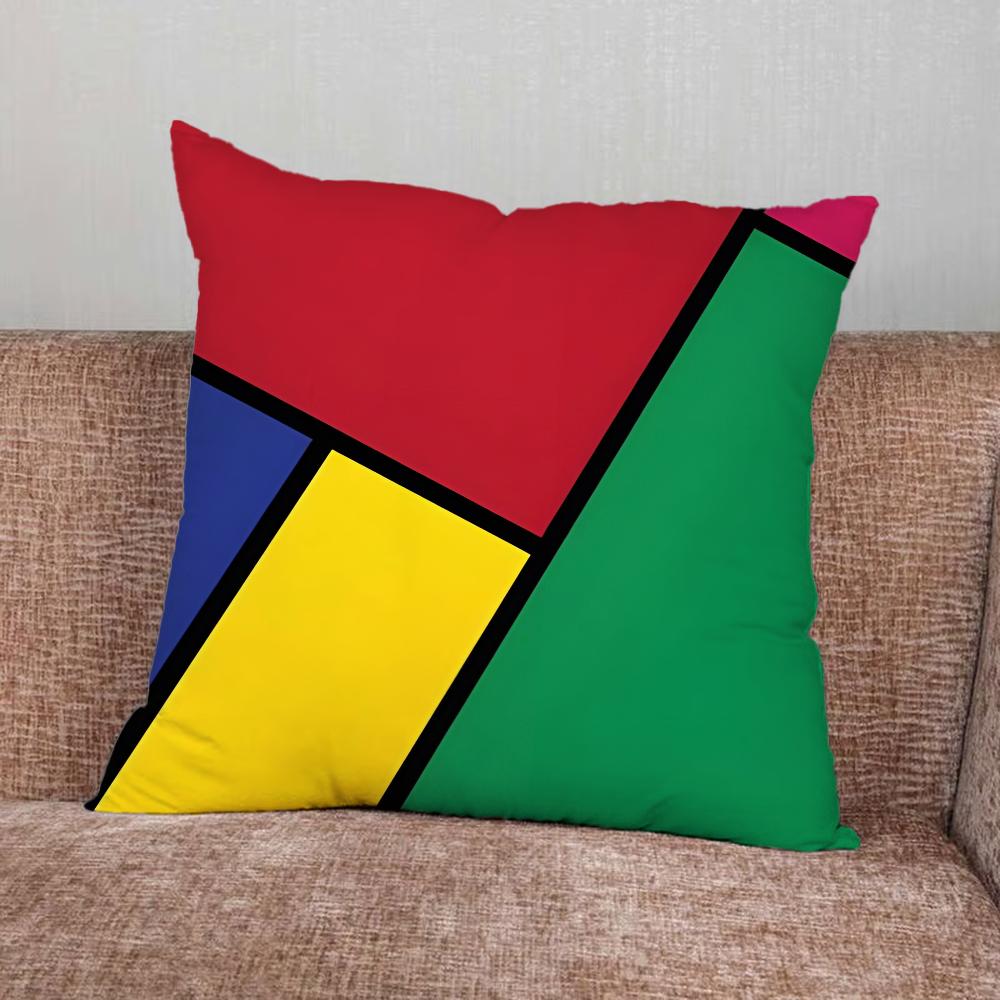 Mondrian Color Square Art Pillow Case For Home Bedroom Car Office Decoration Living Room Sofa Cushion Cover Suitable