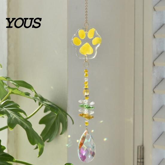 Exquisite Craftsmanship Wind Chime Crystal Cat Paw Chimes, Suncatchers for Windows Hanging, Rainbow Light Prism Maker Indoor Outdoor Home Garden Decor