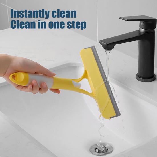 Glass Wiper TPR Soft Dual-Purpose Scraper Watering Can Windows Brush with Scraper Head Kitchen Countertops Spray