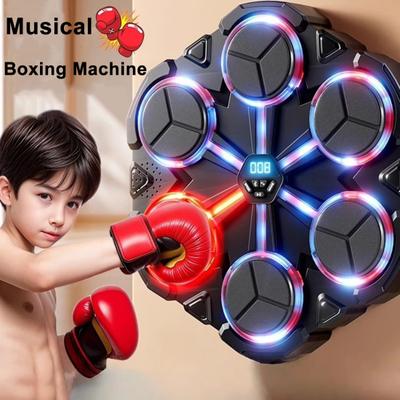 Music Boxing Machine Wall-Mounted Bluetooth-compatible Boxing Target with LED Punch Counter Modes Adjustable Electronic