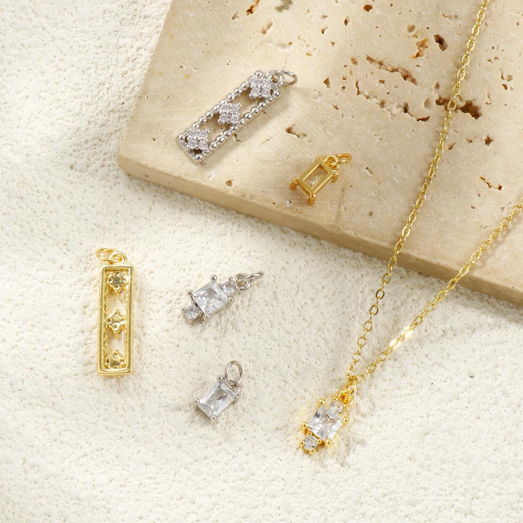 2 PCs Brass & Cubic Zirconia Charms Gold Plated Silver Plated Pendants For DIY Necklace Bracelet Jewelry Making Findings