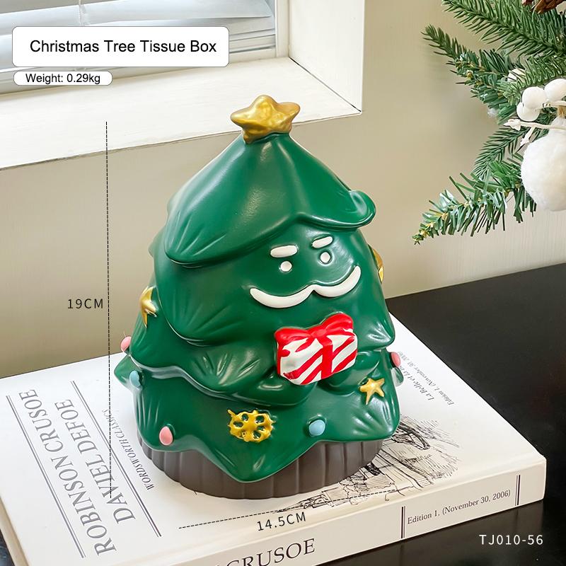 

Miniso Cute Christmas Tree Tissue Box Home Living Room Decoration Ornament Tissue Box Atmospheric Kitchen and Bathroom Supplies