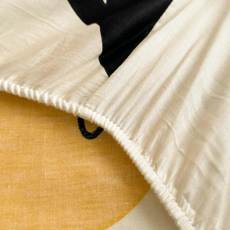 1 Pc 100%Cotton Bed Sheet Cartoon Fish Printed Fitted Sheet with Elastic Band Single/Queen/King Pure Cotton Bed Botton Sheets