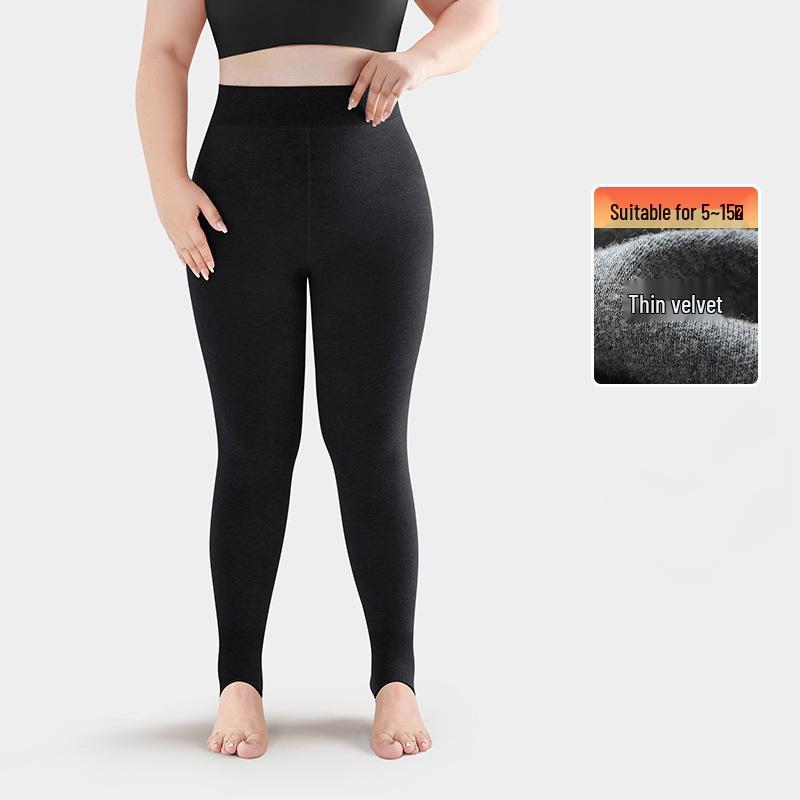 Warm Seamless High-Waisted Footed Leggings for Plus Size Women and Girls - Non-Slip Autumn/Winter