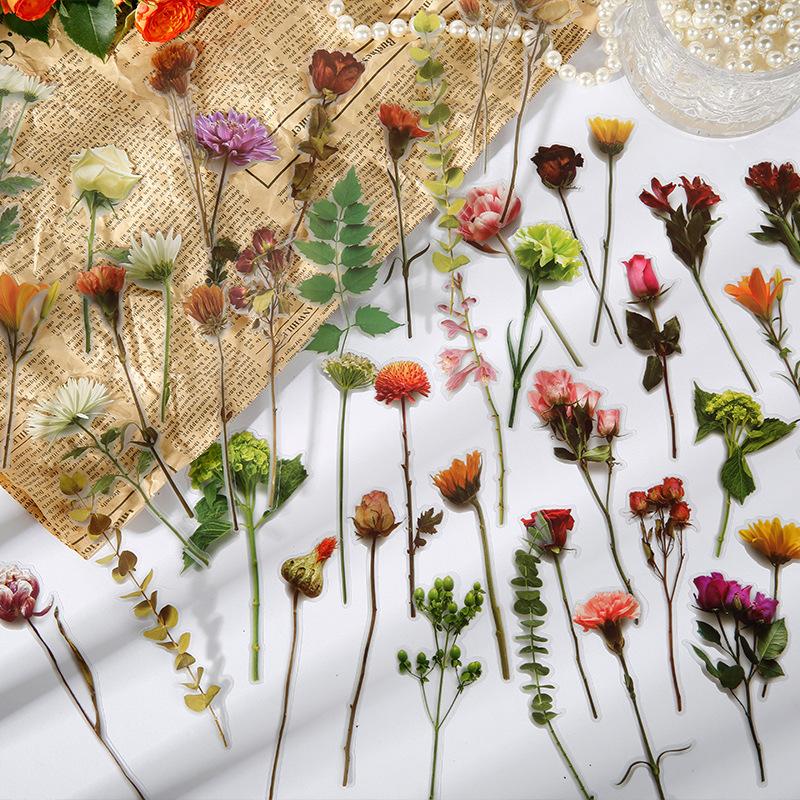 30Pcs Vintage Irregular Plant Floral Stickers DIY Craft Scrapbook Journal Diary Decor Supplies