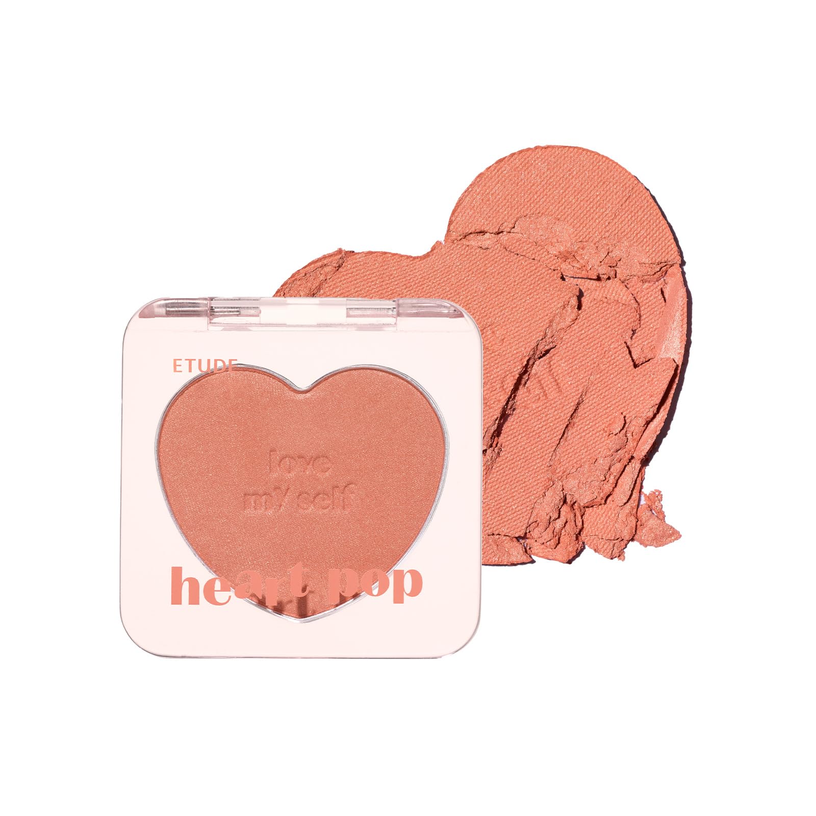 ETUDE Heart Pop Blusher Super Sunset Natural [Etude Official] (WARM/Spring) / Cheek, Orange, Pearlescent, Highlight, Shimmering, Compact, 3.3g