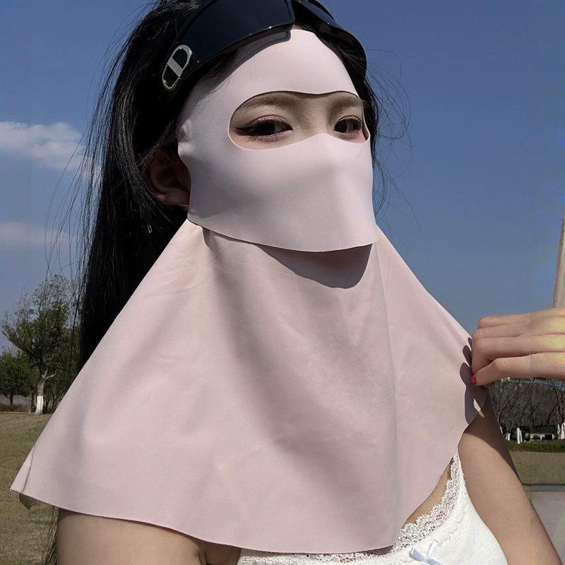 Ice Silk UV Protection Face & Neck Guard - Breathable, Washable, Sunshade Mask One Size розовый