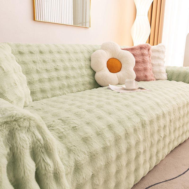 Winter Verdicktes Kaninchen Samt Sofa Handtuch Plus Samt Sofaüberwurf Plüsch Sofaüberwurf Rutschfestes Sofakissen