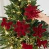 Cross-border Christmas Eve Tree Decorations: Flocking Bow & Flower Scene Pendant.