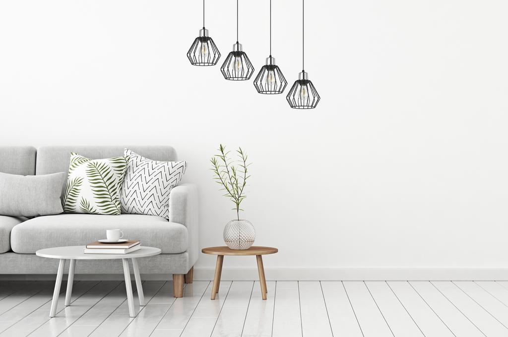 Hanging Lamp, Ceiling Chandelier, Wire Shade, Led