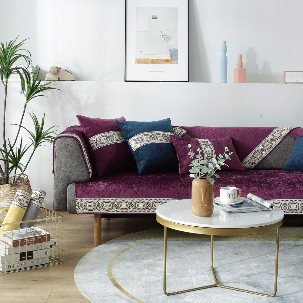 New Chinese Style Chenille Sofa Covers All-season Living Room Universal Sofa Cushion Anti-slip Couch Cover Backrest Towel Decor