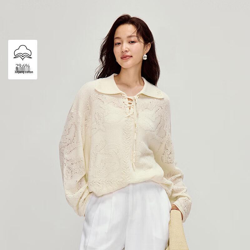 

INMAN Women s Tie-Neck Cutout Knit Pullover Sweater S