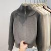 Turtleneck Double Zipper Lazy Wind Sweater Jacket Women's Spring Thickened Loose Top with Shoulder Sleeves Knitted Cardigan