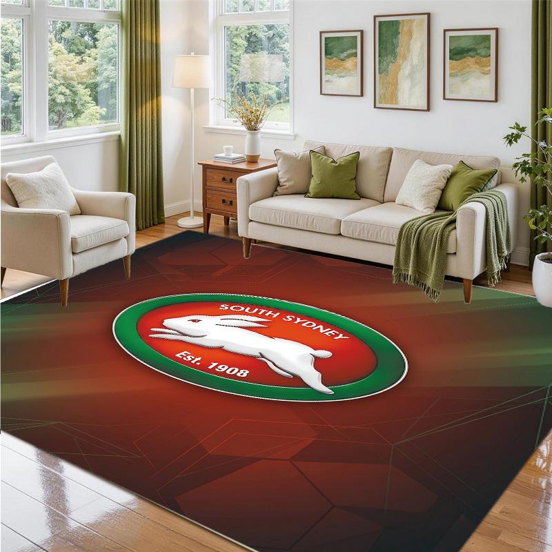 South Sydney Rabbitohs Design Crystal Velvet Rug Soft Decorative Mat for Bedroom Entrance