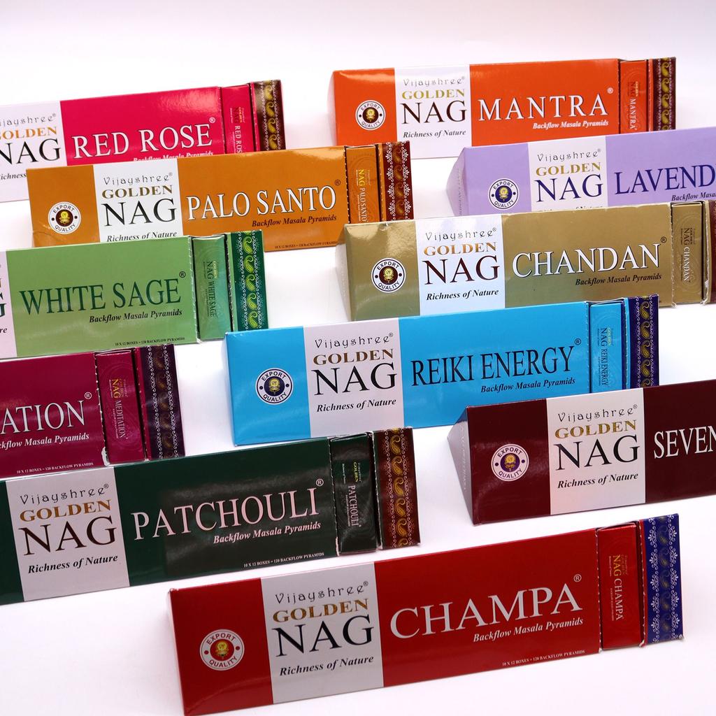 6x Backflow Incense Cones Red Rose 42g Golden Nag