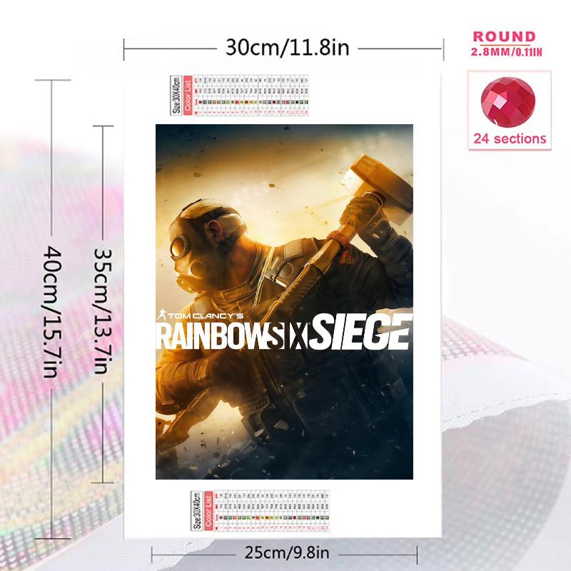 Rainbow Six Siege 100% Round Full Drill 5D DIY Diamond Painting Embroidery Cross Stitch Rhinestone Decor