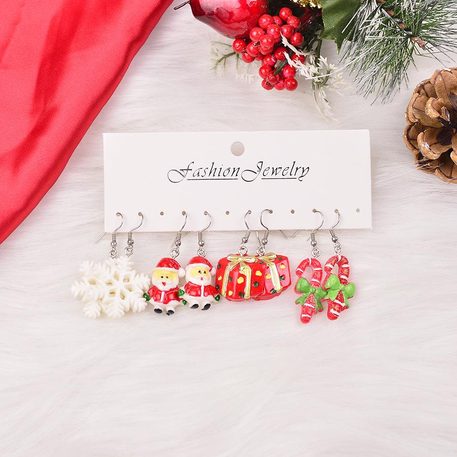 Conjunto de Brincos 3D de Boneco de Neve e Árvore da Série de Natal